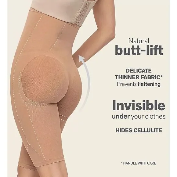 Leonisa SkinFuse Invisible Extra High Waist-to-Thigh Body Shaper Short Natural B